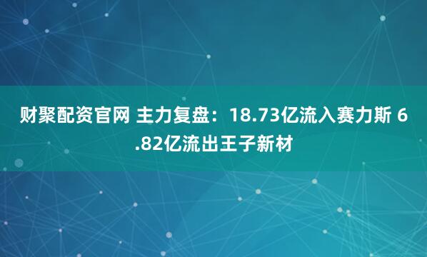 财聚配资官网 主力复盘：18.73亿流入赛力斯 6.82亿流出王子新材