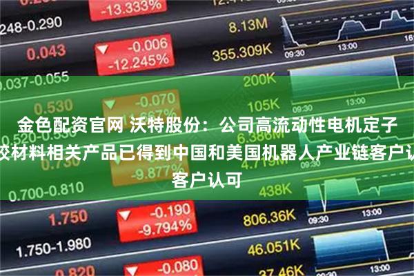金色配资官网 沃特股份：公司高流动性电机定子包胶材料相关产品已得到中国和美国机器人产业链客户认可